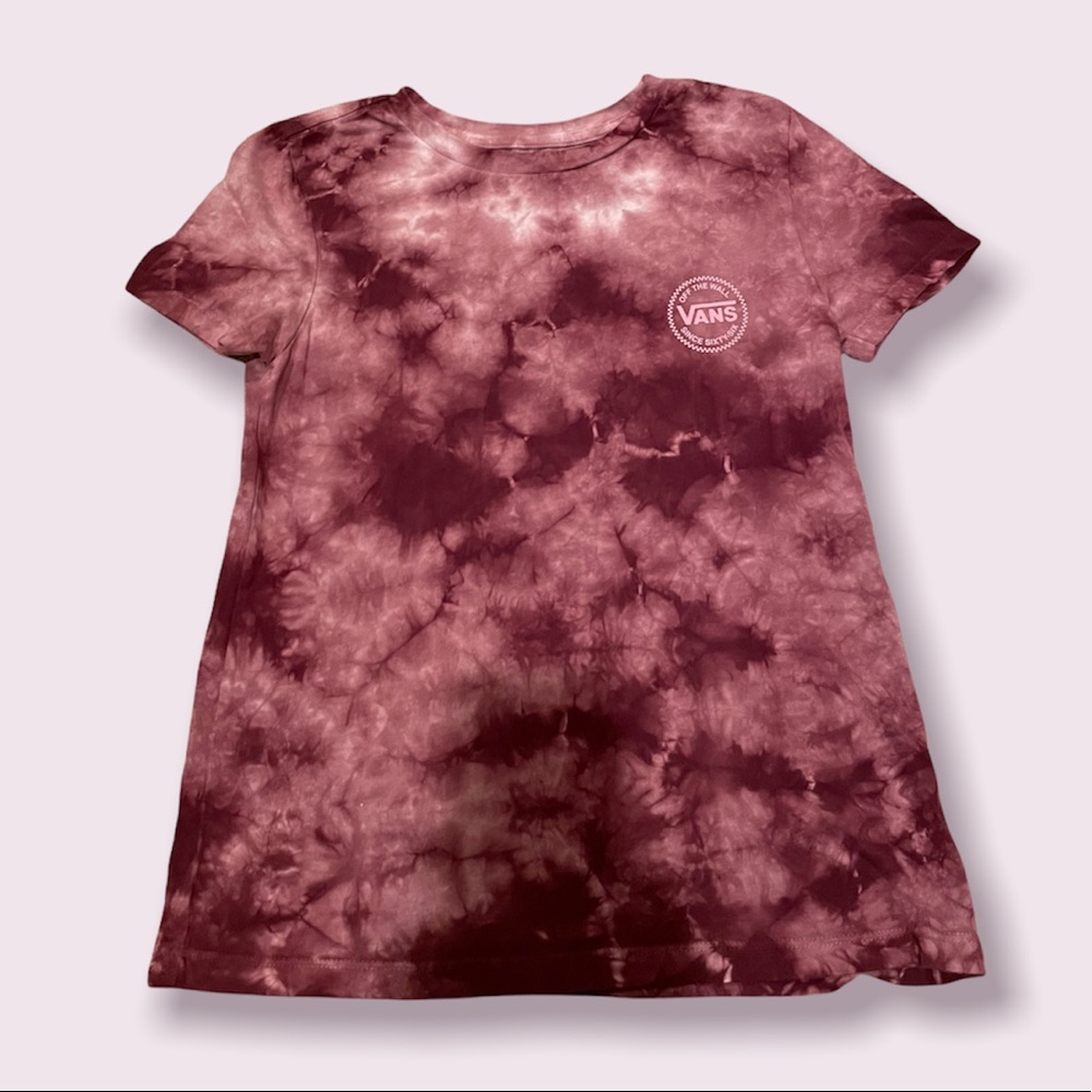 Purple/maroon and white tie die vans t-shirt